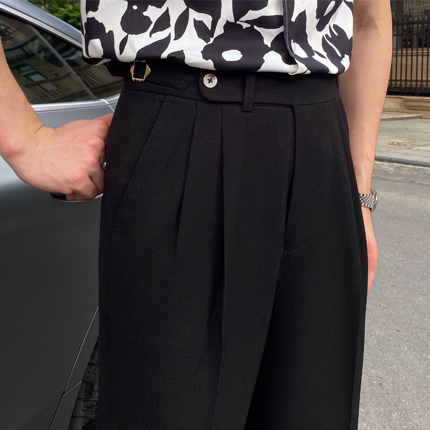 Irving | Men's Pleated Cropped Pants - Image 2