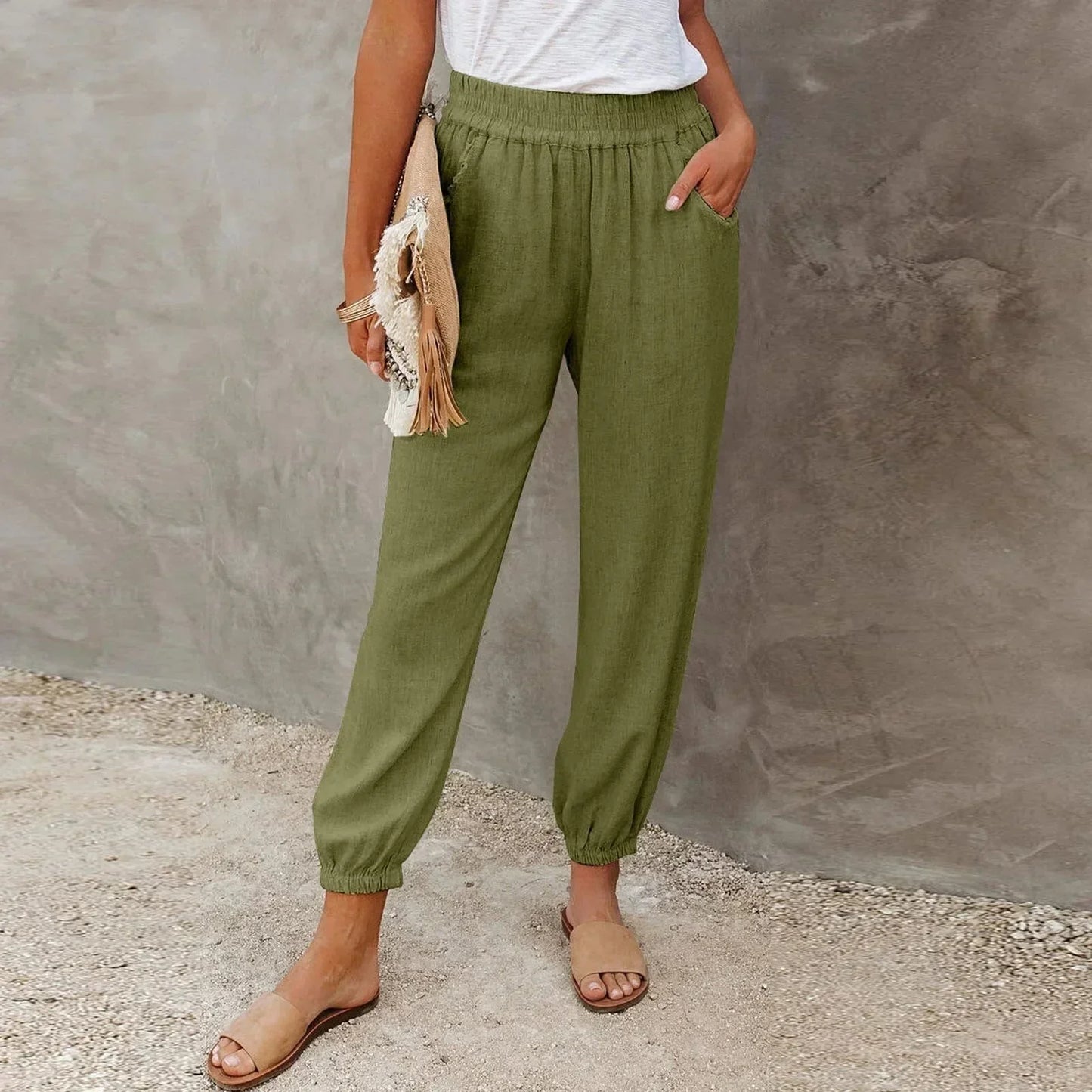 Skye | Women's Summer Pants with High Waist – Lightweight, Breathable & Comfortable with Pockets - Image 3