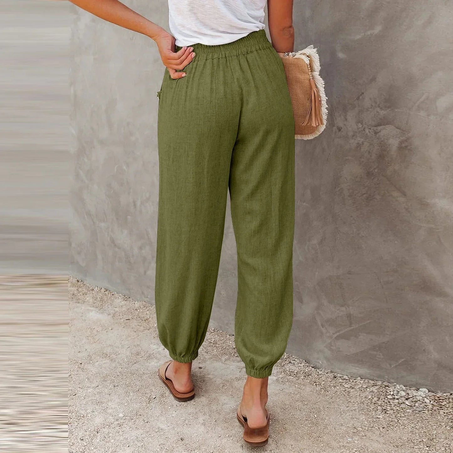 Skye | Women's Summer Pants with High Waist – Lightweight, Breathable & Comfortable with Pockets - Image 2