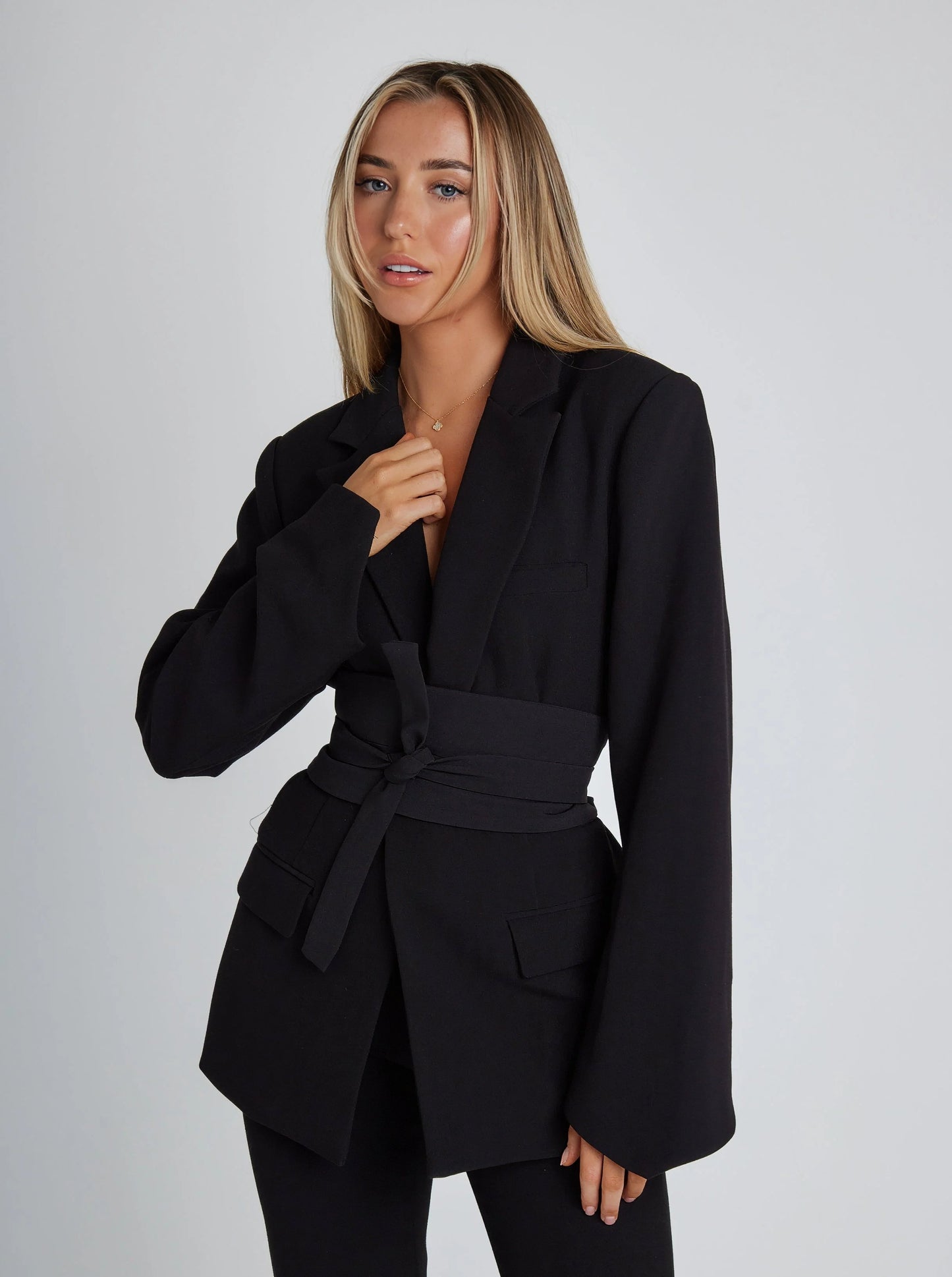 Sarah | Women's Belted Long Sleeve Blazer - Image 1