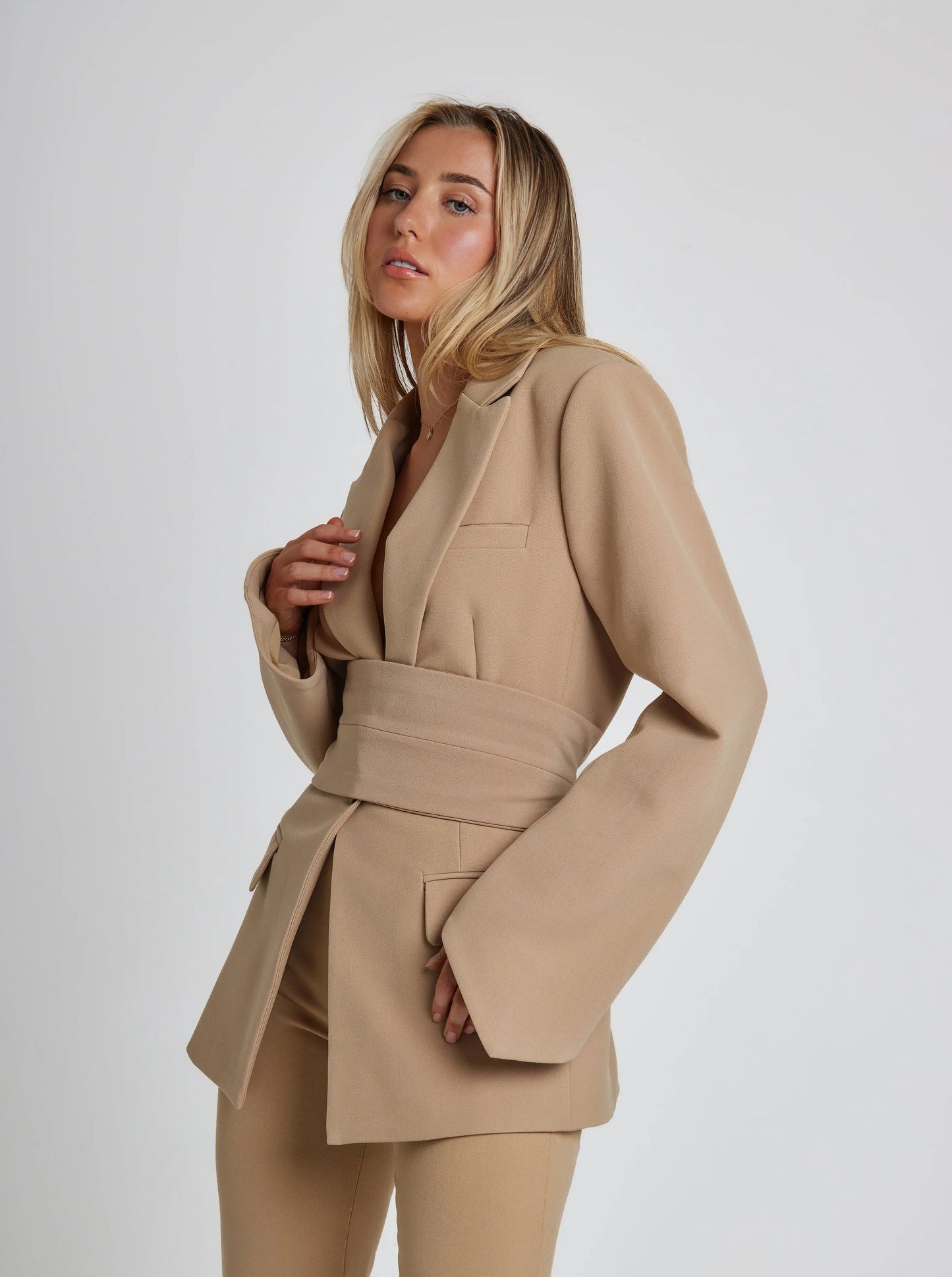 Sarah | Women's Belted Long Sleeve Blazer - Image 5