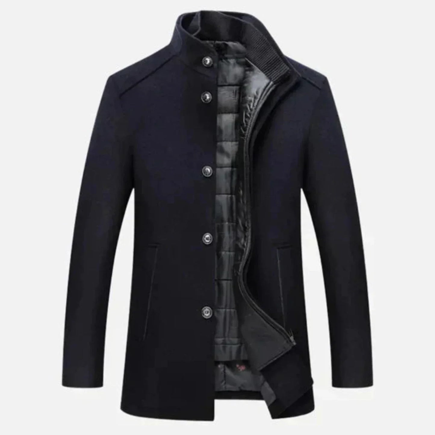 Edward | Men's Mid-Length Stand Collar Overcoat - Image 3