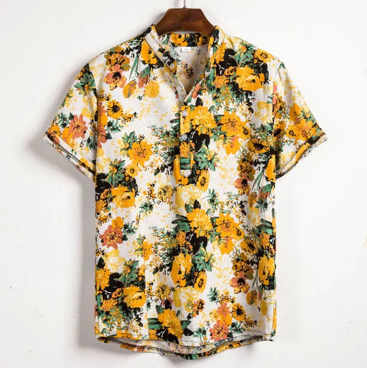 Kenneth | Stylish Printed Henley Shirt - Image 2