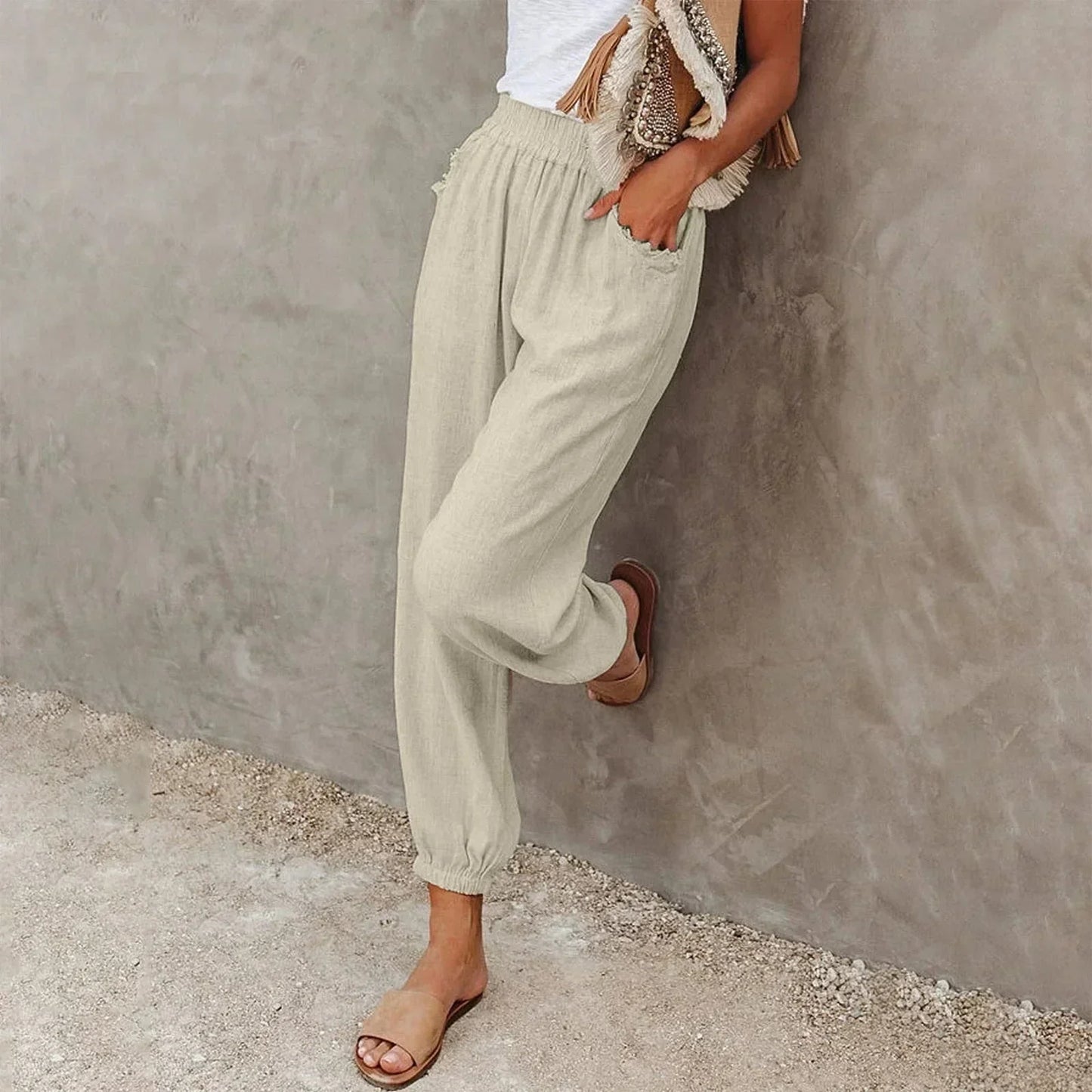 Skye | Women's Summer Pants with High Waist – Lightweight, Breathable & Comfortable with Pockets - Image 5