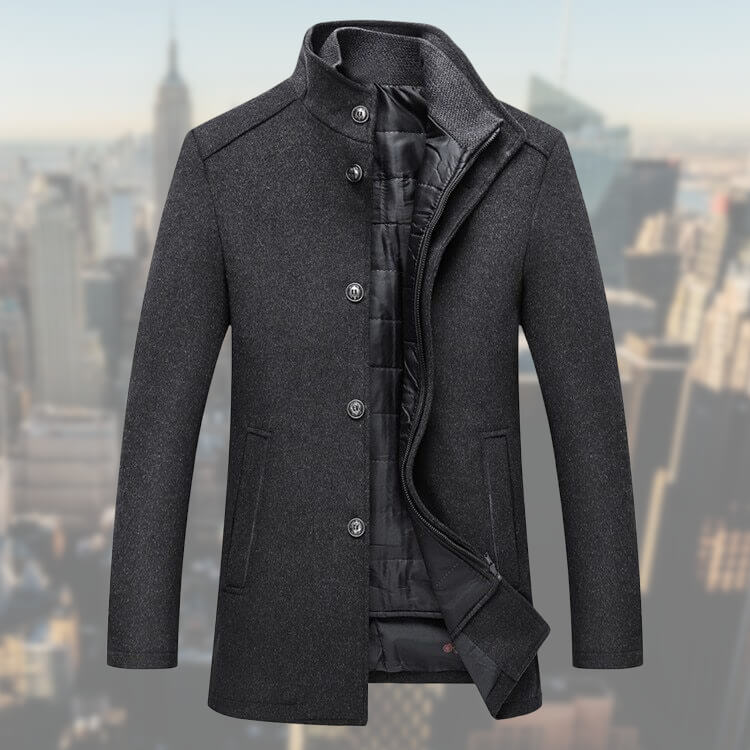 Rowan | Men's Button-Down Mid-Length Overcoat - Image 2