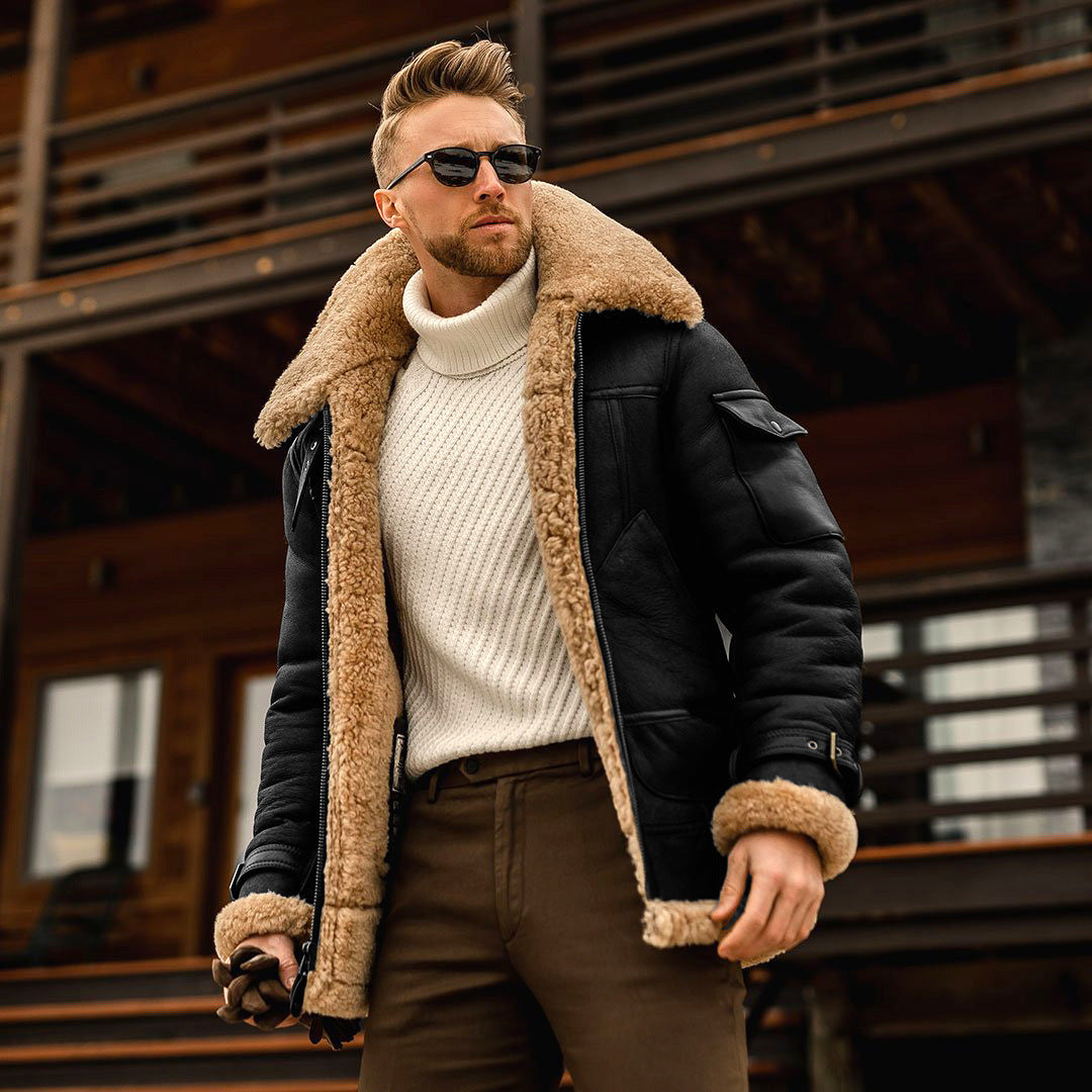 Robert | Men's Shearling Aviator Jacket - Image 2