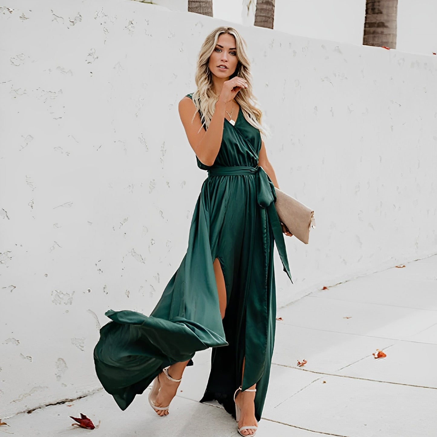 Melissa | Elegant Maxi Dress with Waist Belt for Special Occasions - Image 3