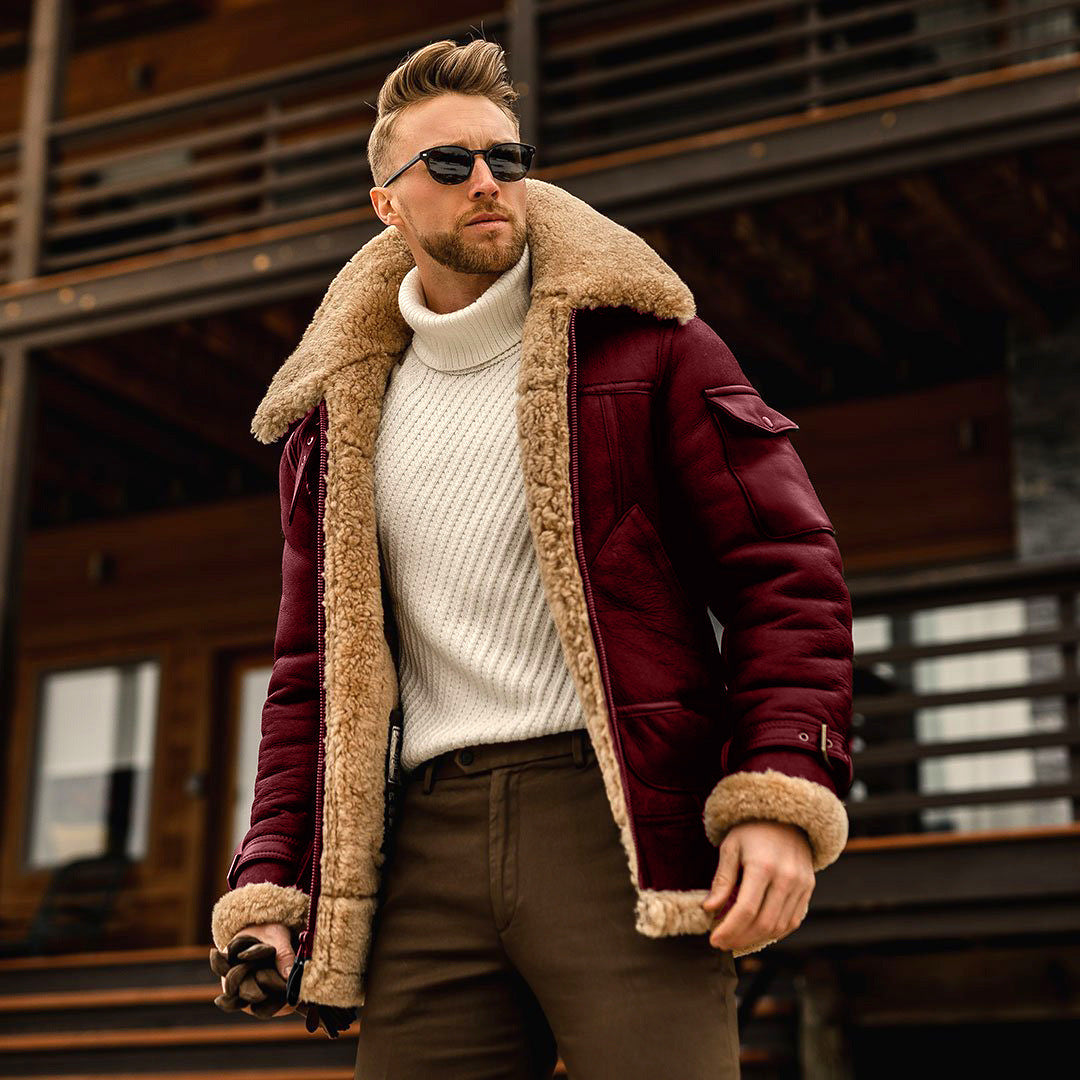 Robert | Men's Shearling Aviator Jacket - Image 4