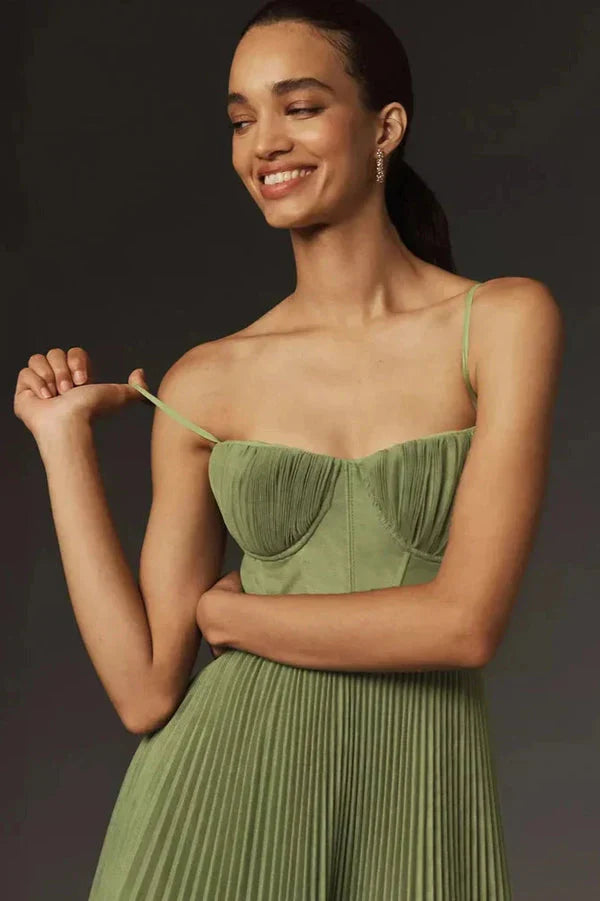 Winnie | Elegant Pleated Fit & Flare Midi Dress - Image 2