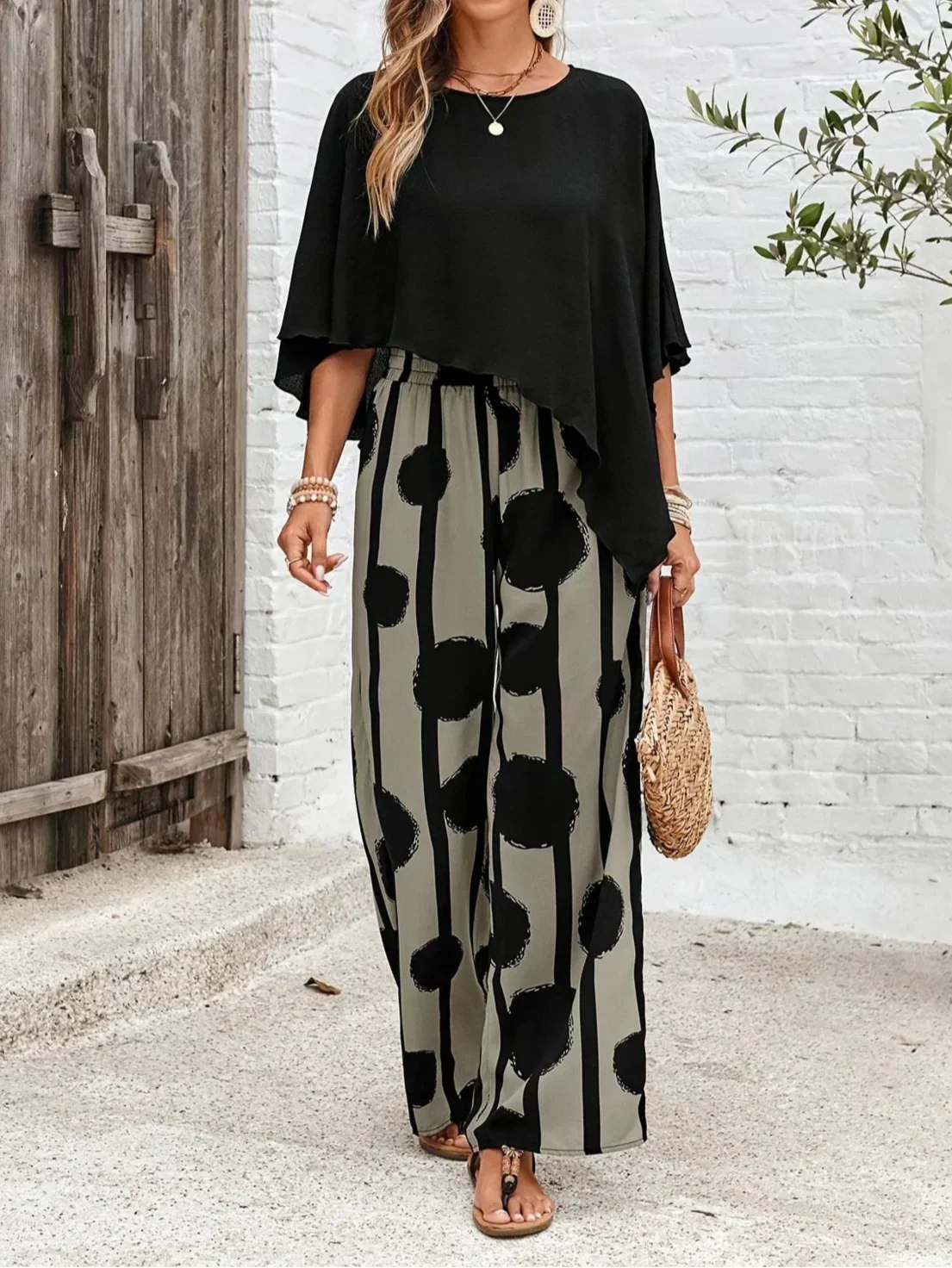 Sheila | Women's Stylish Asymmetric Top and Printed Pant Set - Image 4