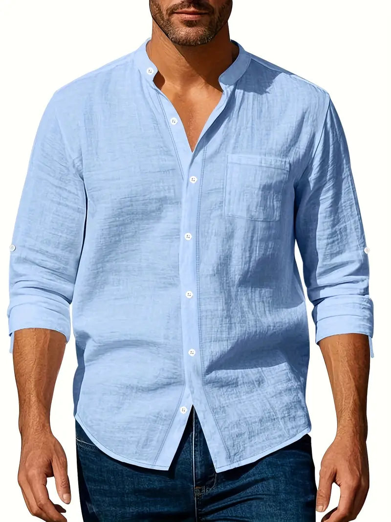 Grayson | Lightweight Stylish Linen Long Sleeve Shirt for Men - Image 3