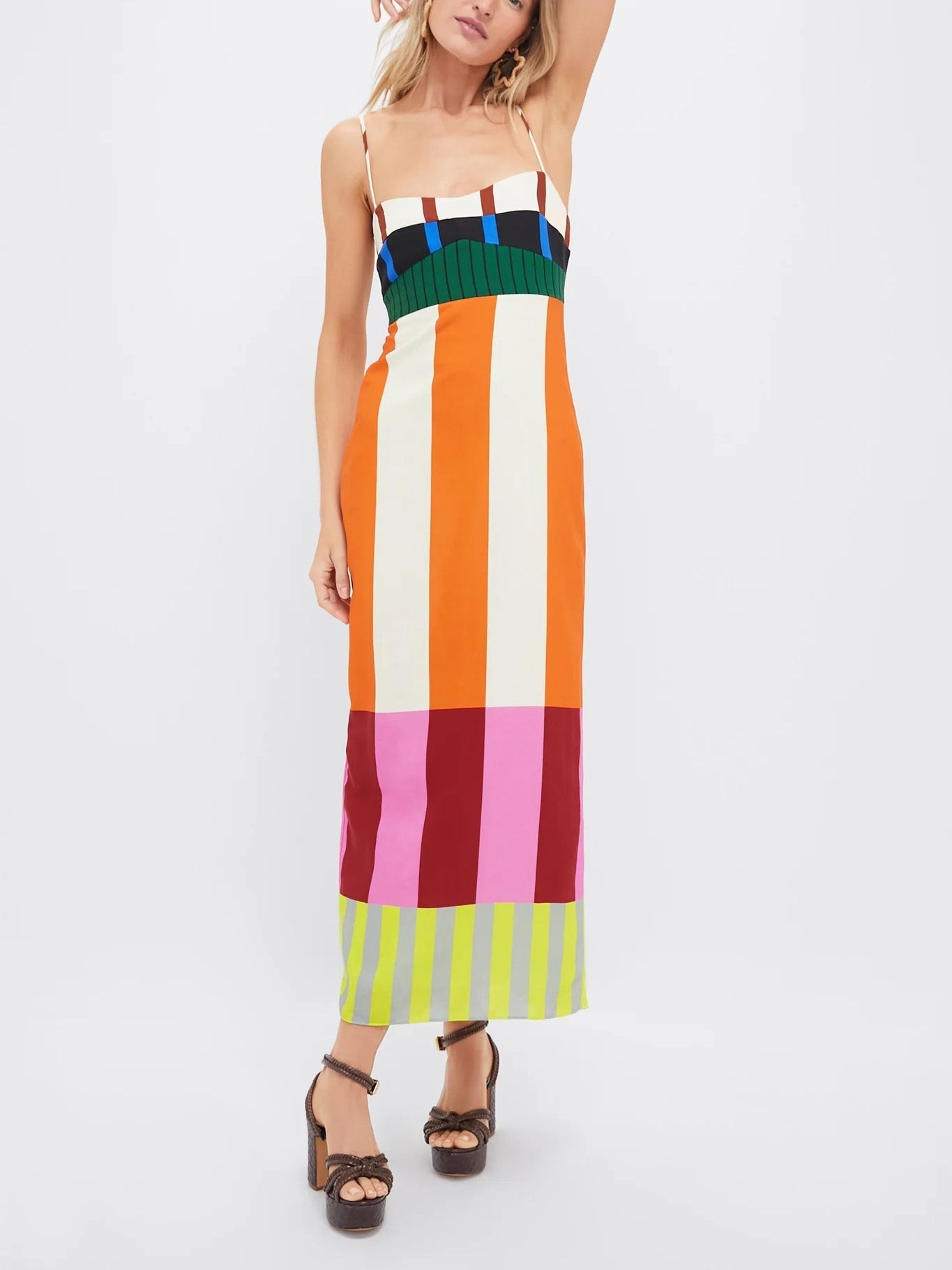 Theresa | Vibrant Geometric Striped Maxi Dress - Image 2