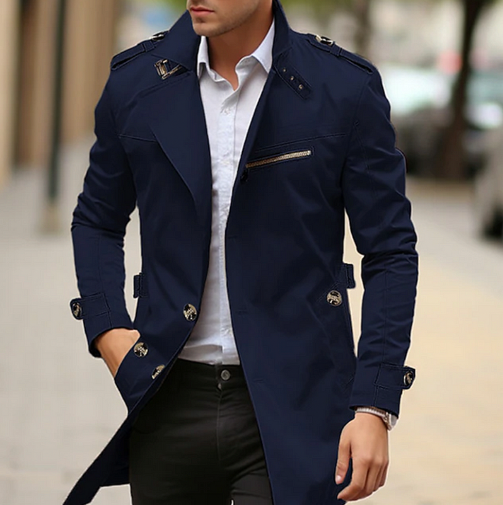 Vincent | Men's Double-Breasted Long Trench Coat - Image 4