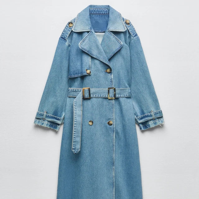 Sofia | Women's Oversized Denim Trench Coat - Image 4