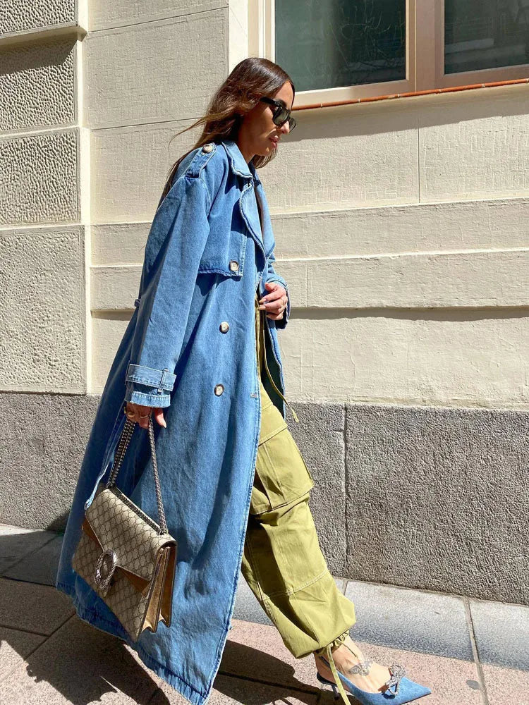 Sofia | Women's Oversized Denim Trench Coat - Image 3