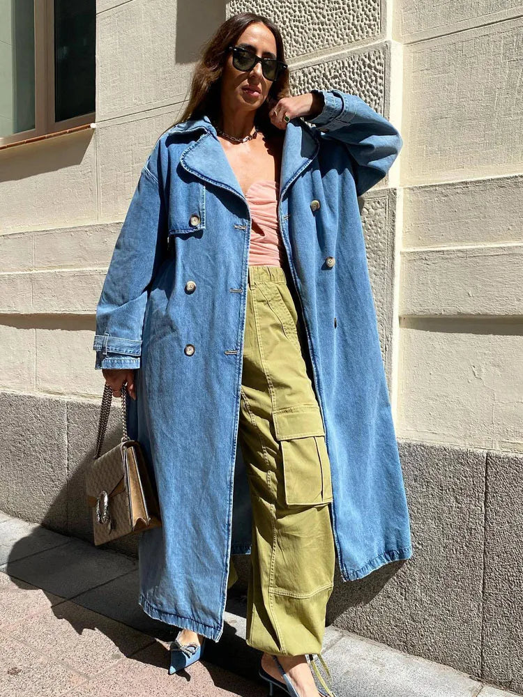 Sofia | Women's Oversized Denim Trench Coat - Image 1