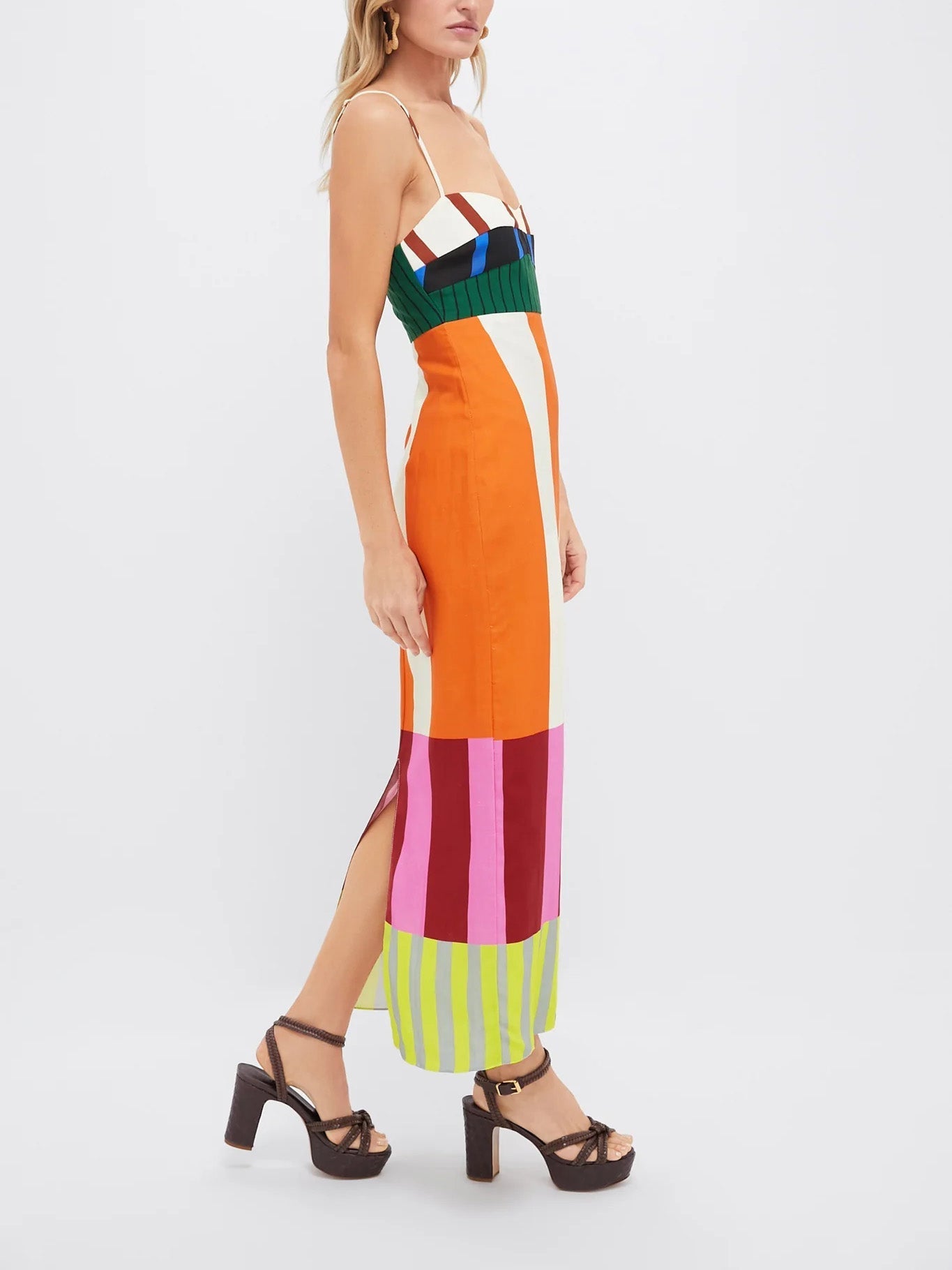 Theresa | Vibrant Geometric Striped Maxi Dress - Image 3