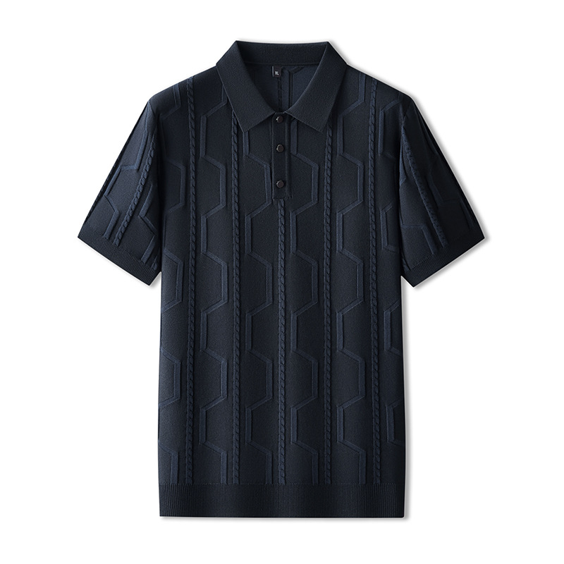 Jeremy | Jacquard Short Sleeve Men's Polo Shirt - Image 2