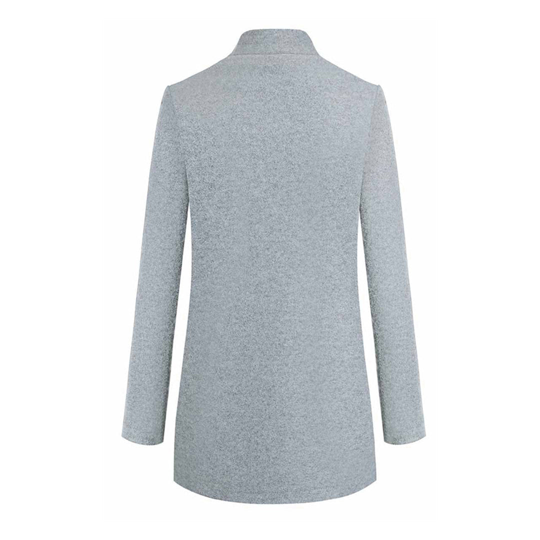 Leanne | Women's Long Collarless Coat - Image 3