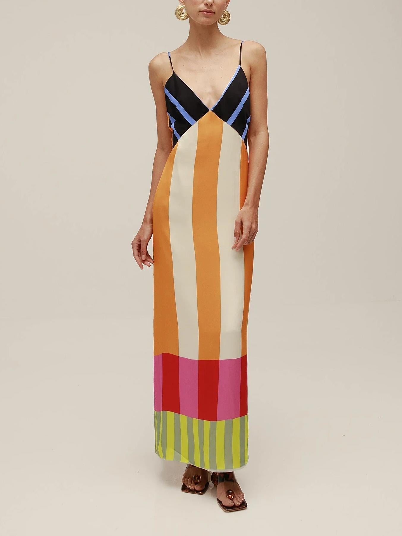 Theresa | Vibrant Geometric Striped Maxi Dress - Image 5