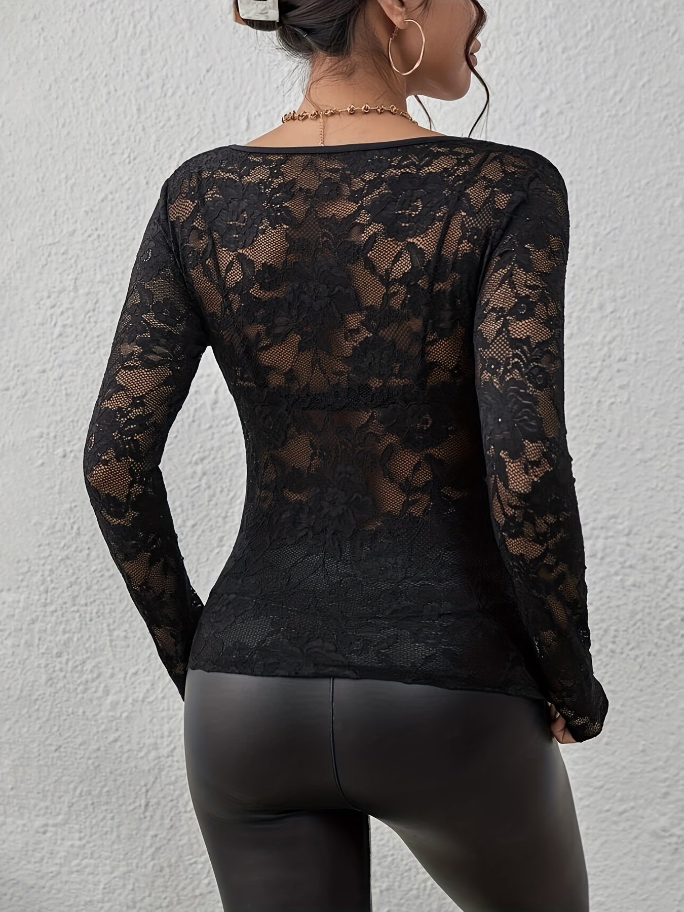 Sylvia | Elegant See-Through Lace Top for Women - Image 3