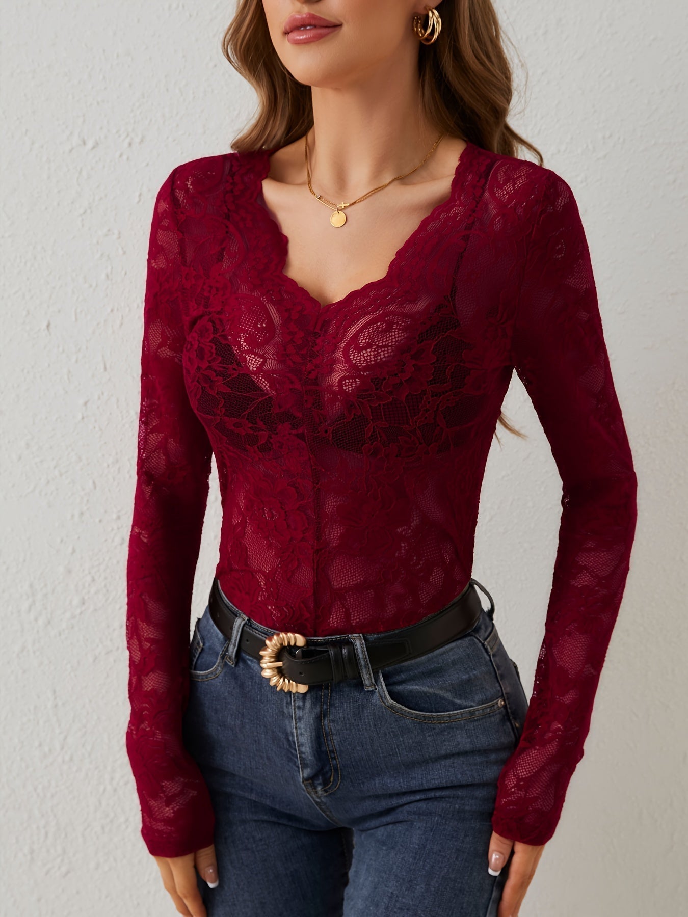 Sylvia | Elegant See-Through Lace Top for Women - Image 7