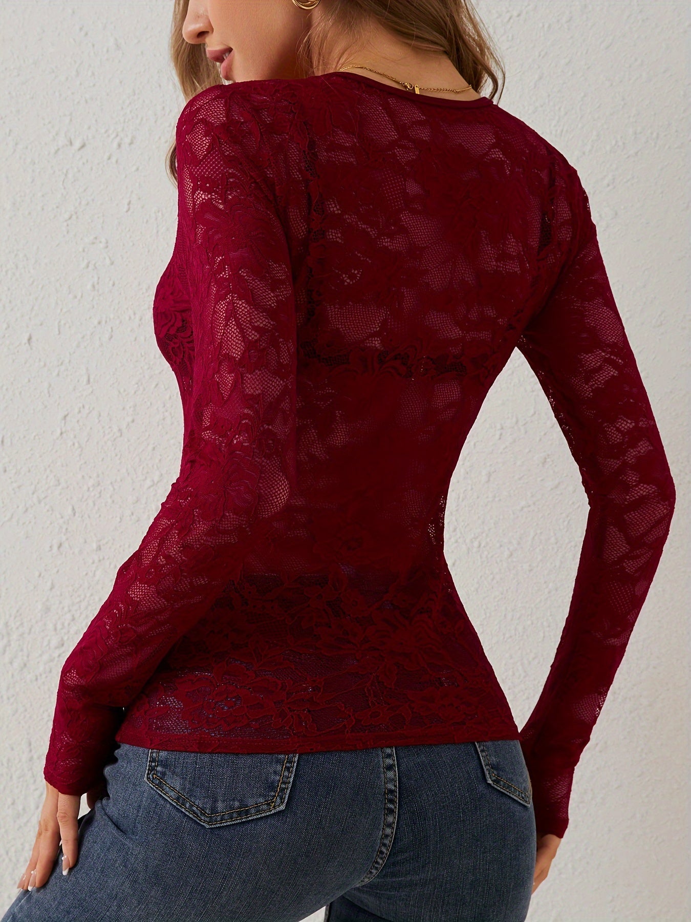 Sylvia | Elegant See-Through Lace Top for Women - Image 9