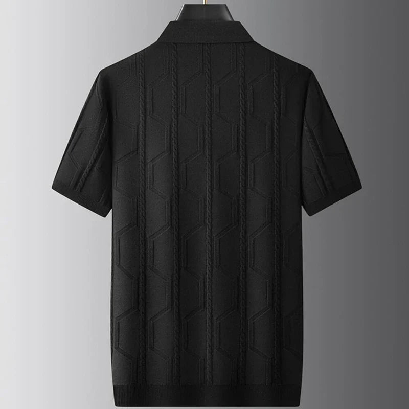 Jeremy | Jacquard Short Sleeve Men's Polo Shirt - Image 5