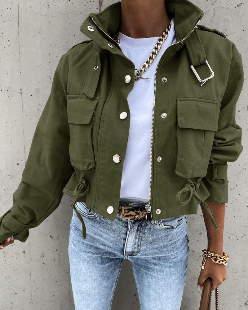 Amy | Women's Short Button-Down Utility Jacket - Image 2