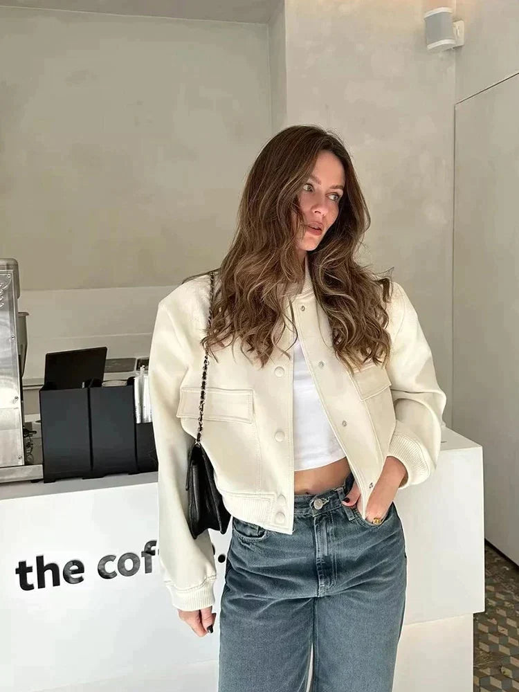Ellen | Women's Cropped Bomber Jacket - Image 7