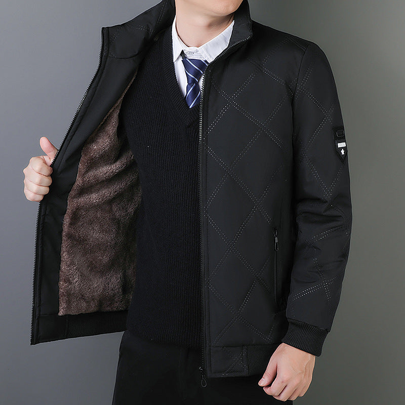 Couture-moda | Men’s Quilted Jacket – Warm Lined – Regular Fit – Stand Collar - Image 3