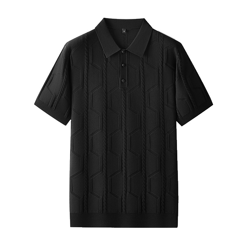 Jeremy | Jacquard Short Sleeve Men's Polo Shirt - Image 4