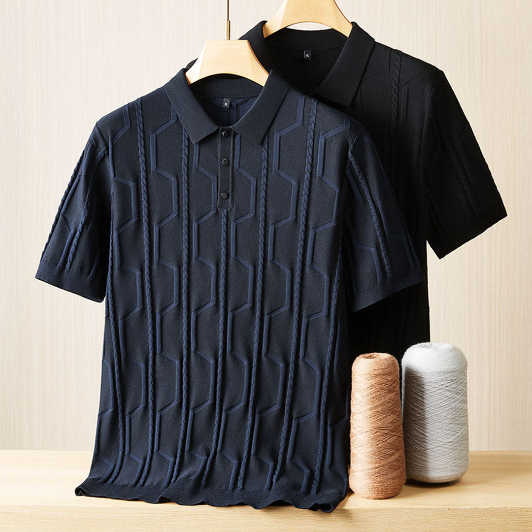 Jeremy | Jacquard Short Sleeve Men's Polo Shirt - Image 6