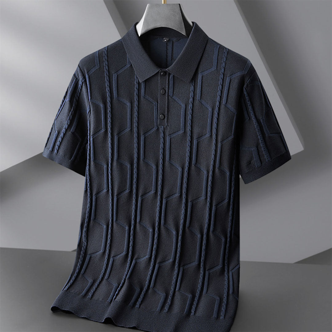 Jeremy | Jacquard Short Sleeve Men's Polo Shirt - Image 1