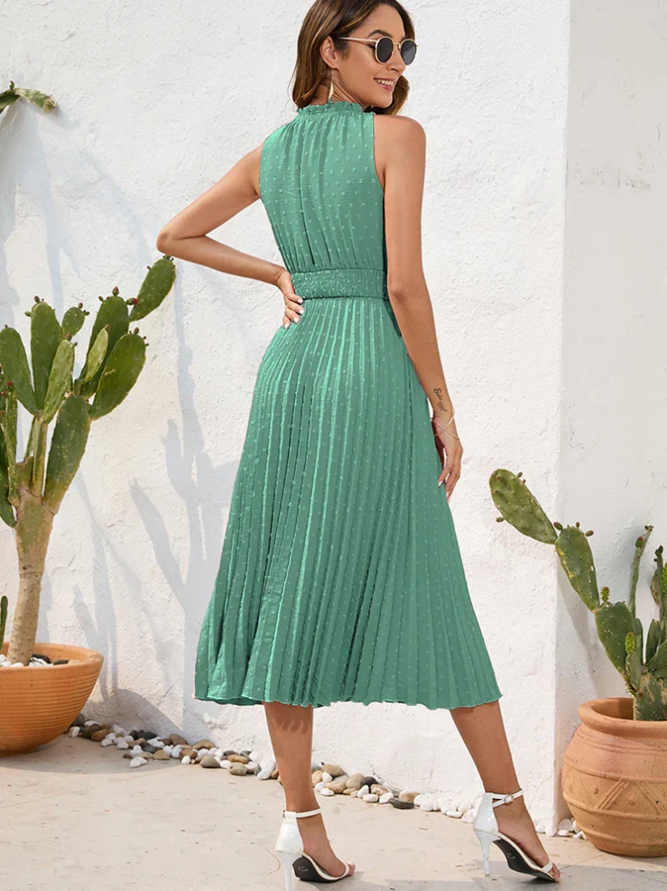 Sheryl | Elegant pleated halter dress for festive occasions - Image 6