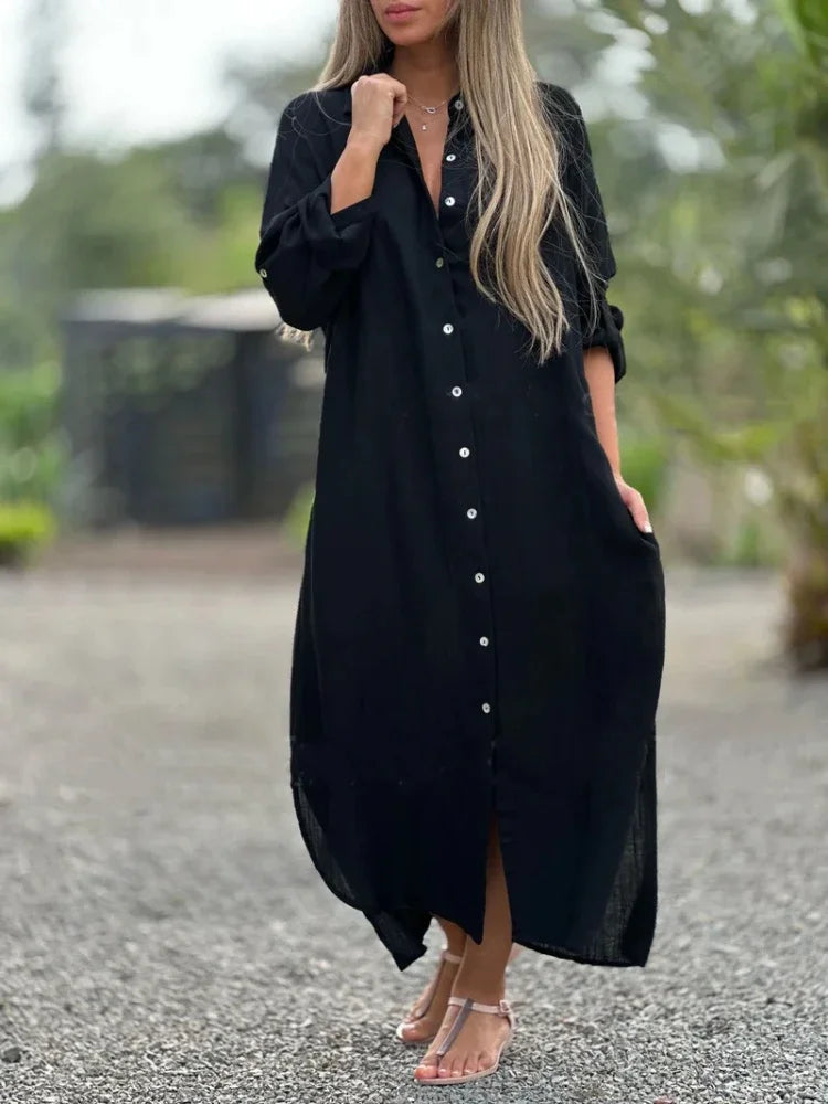 Mia | Elegant Cotton Hemp Summer Dress for Women - Image 4