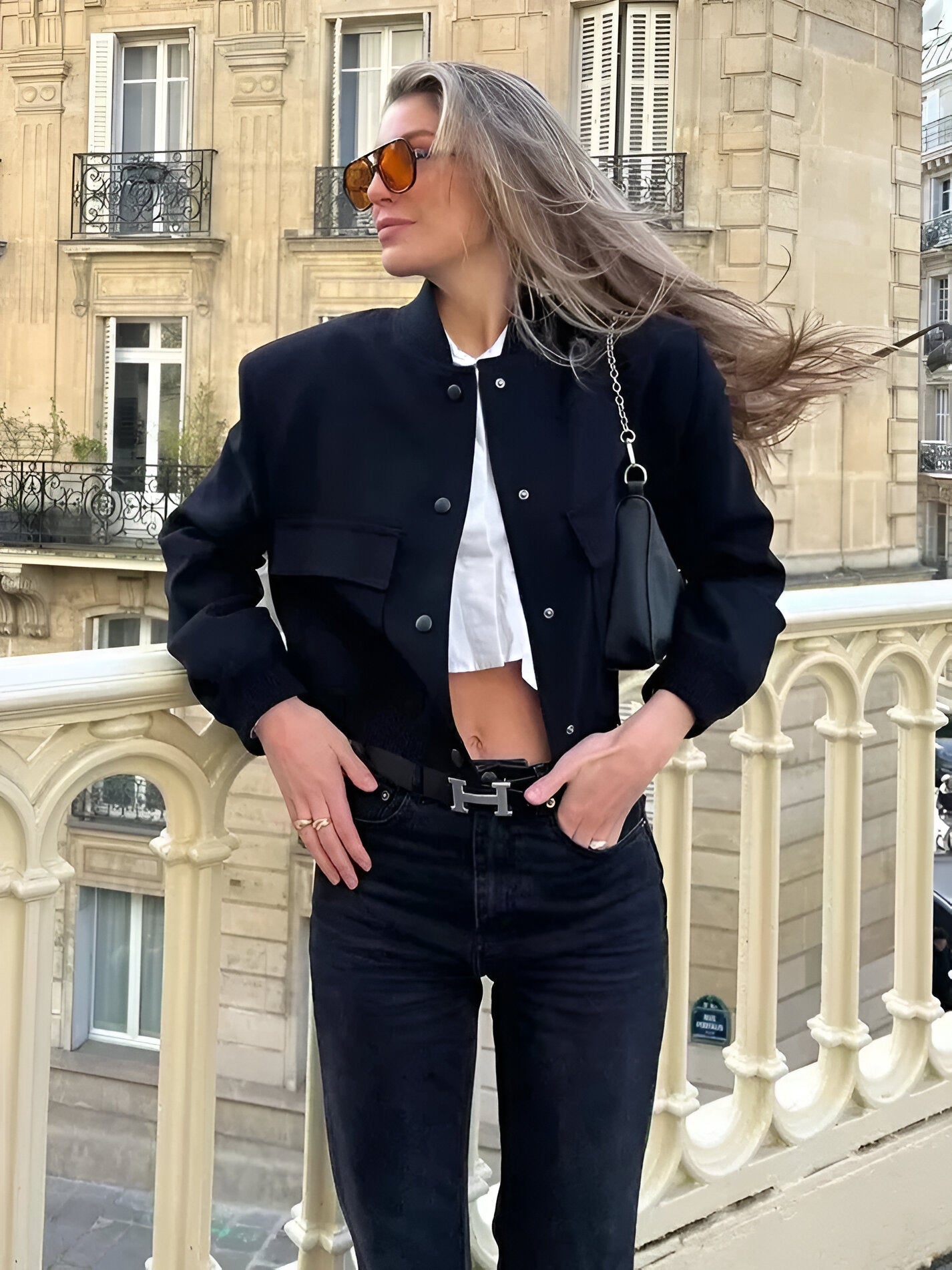Tiffany | Women's Cropped Bomber Jacket - Image 3