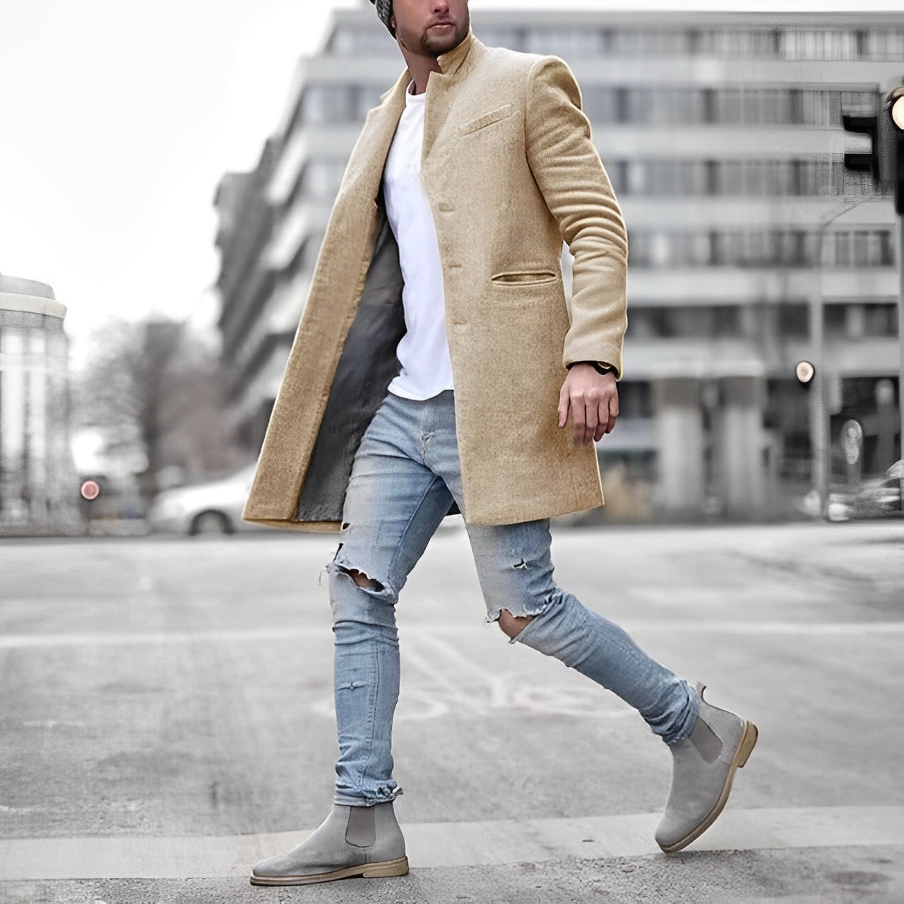 Teddy | Men's Slim-Fit Mid-Length Overcoat - Image 3