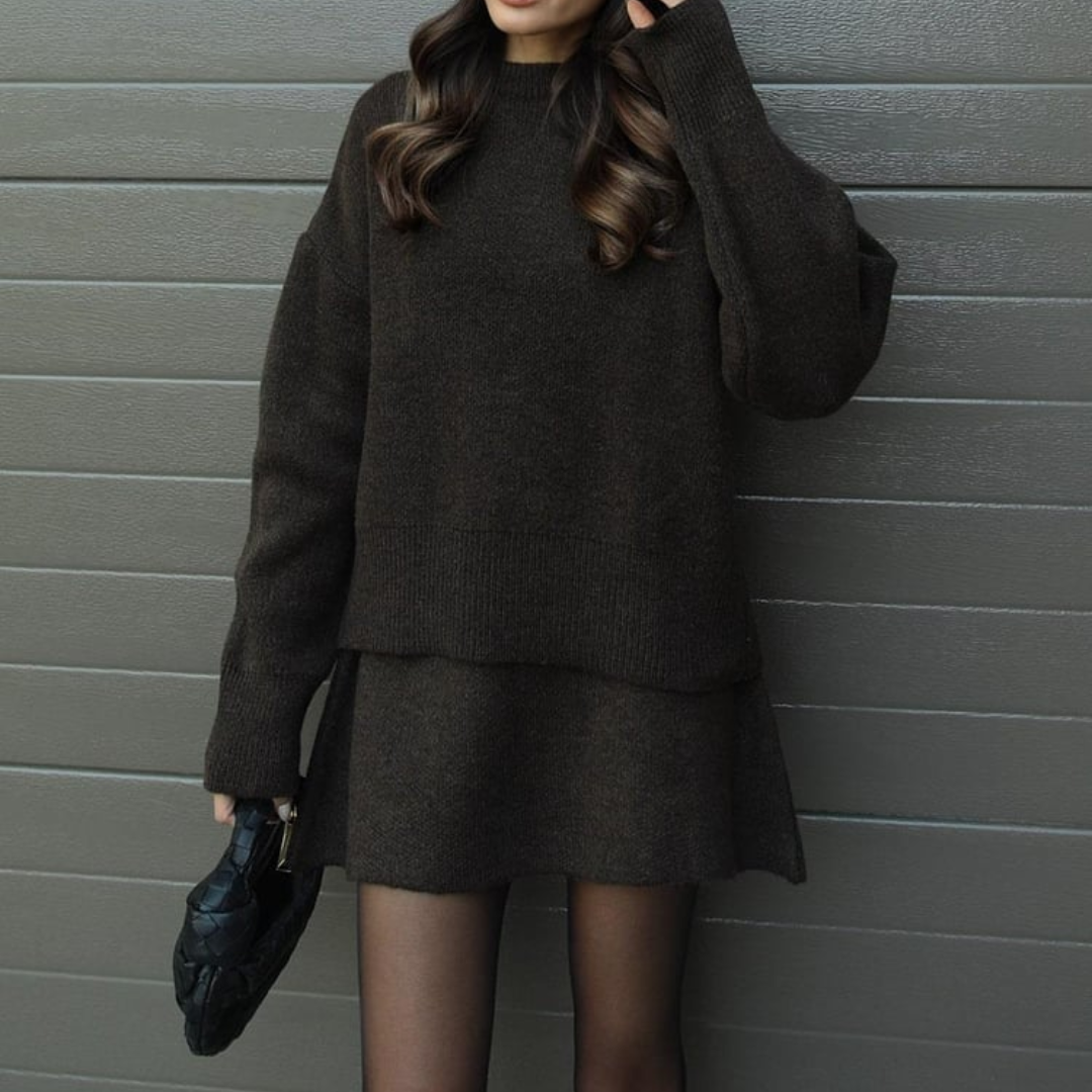 Dominique | Women's Oversized Mini Sweater Skirt Set - Image 22