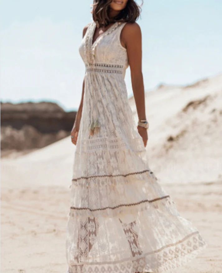 Margot | Vintage Boho Drawstring Maxi Dress - Image 3