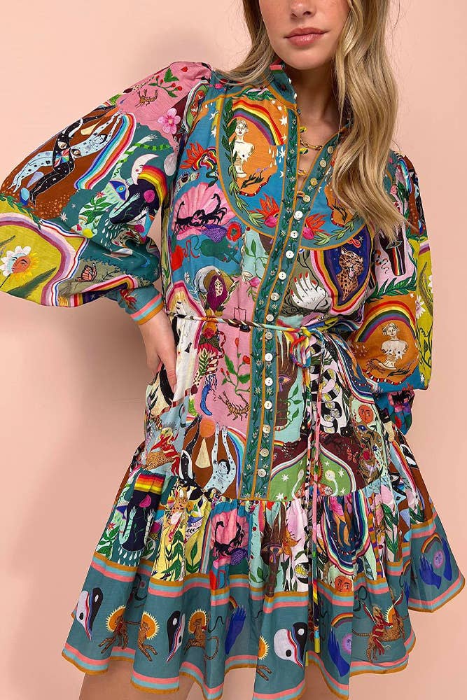 Sienna | Urban Chic Casual Graffiti Mini Dress - Image 1