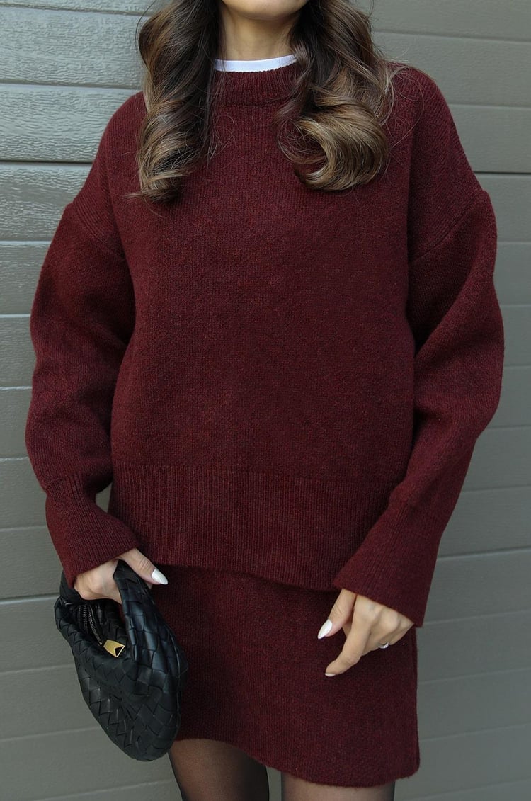 Dominique | Women's Oversized Mini Sweater Skirt Set - Image 3