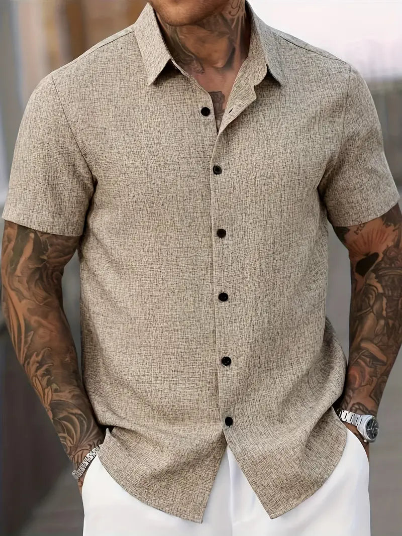 Trey | Classic Michael Linen Short Sleeve Shirt for Men - Image 4