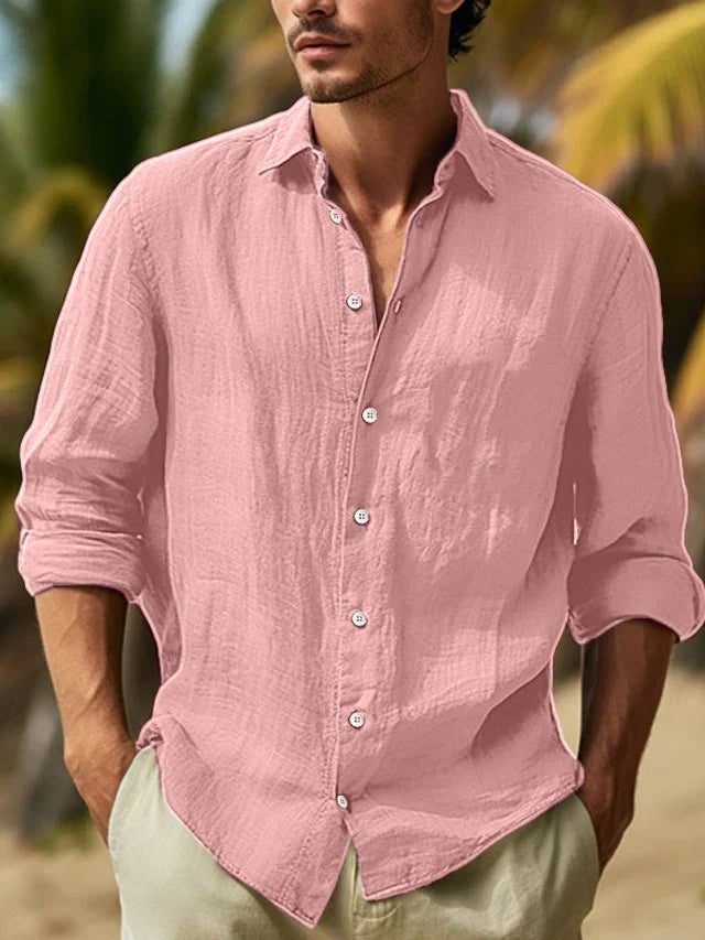 Leonard | Stylish William Linen Long Sleeve Shirt for Men - Image 6
