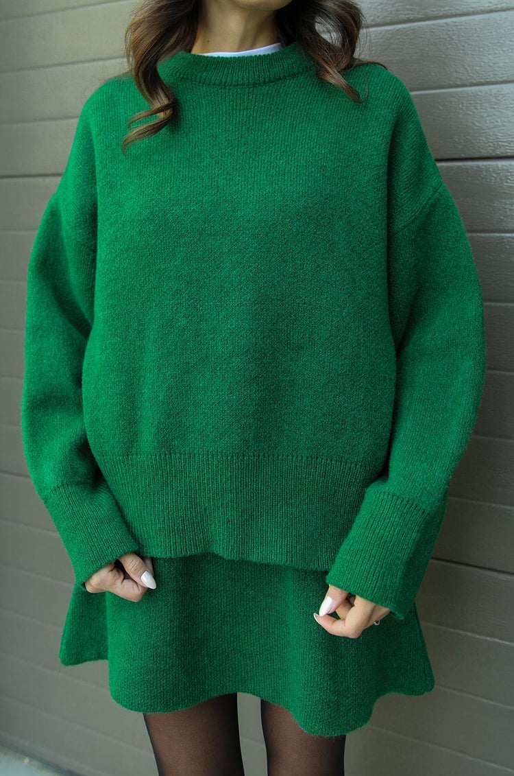 Dominique | Women's Oversized Mini Sweater Skirt Set - Image 8