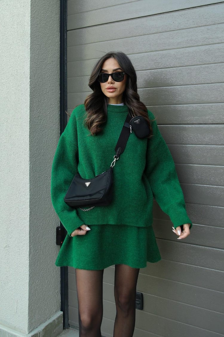 Dominique | Women's Oversized Mini Sweater Skirt Set - Image 11