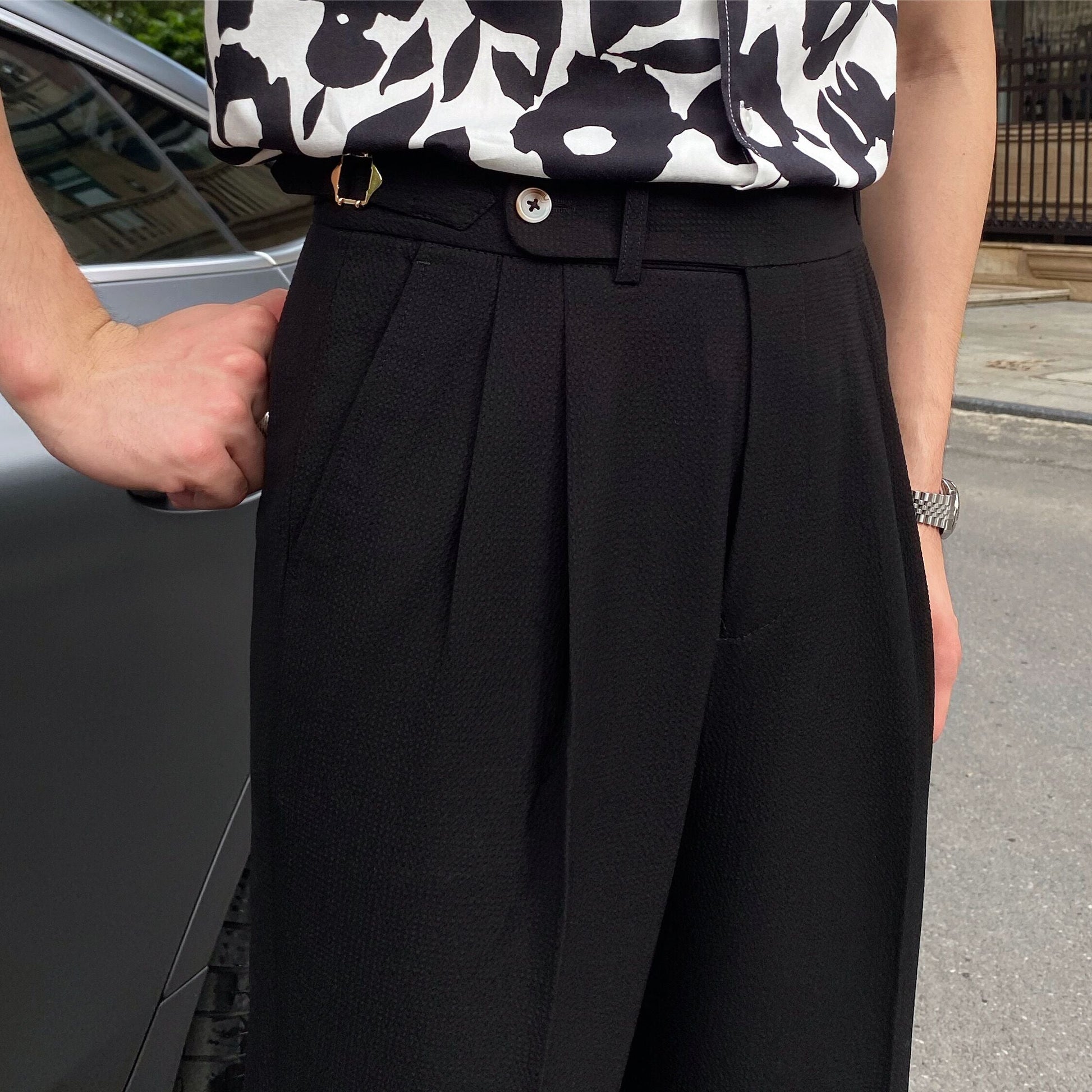 Irving | Men's Pleated Cropped Pants - Image 2