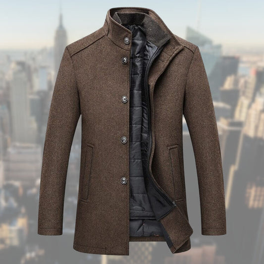 Rowan | Men's Button-Down Mid-Length Overcoat - Image 1