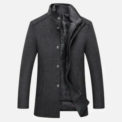 Edward | Men's Mid-Length Stand Collar Overcoat - Image 2