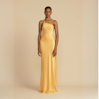 Altivaro | Elegant Yellow One-Shoulder Maxi Dress for Modern Women - Image 1